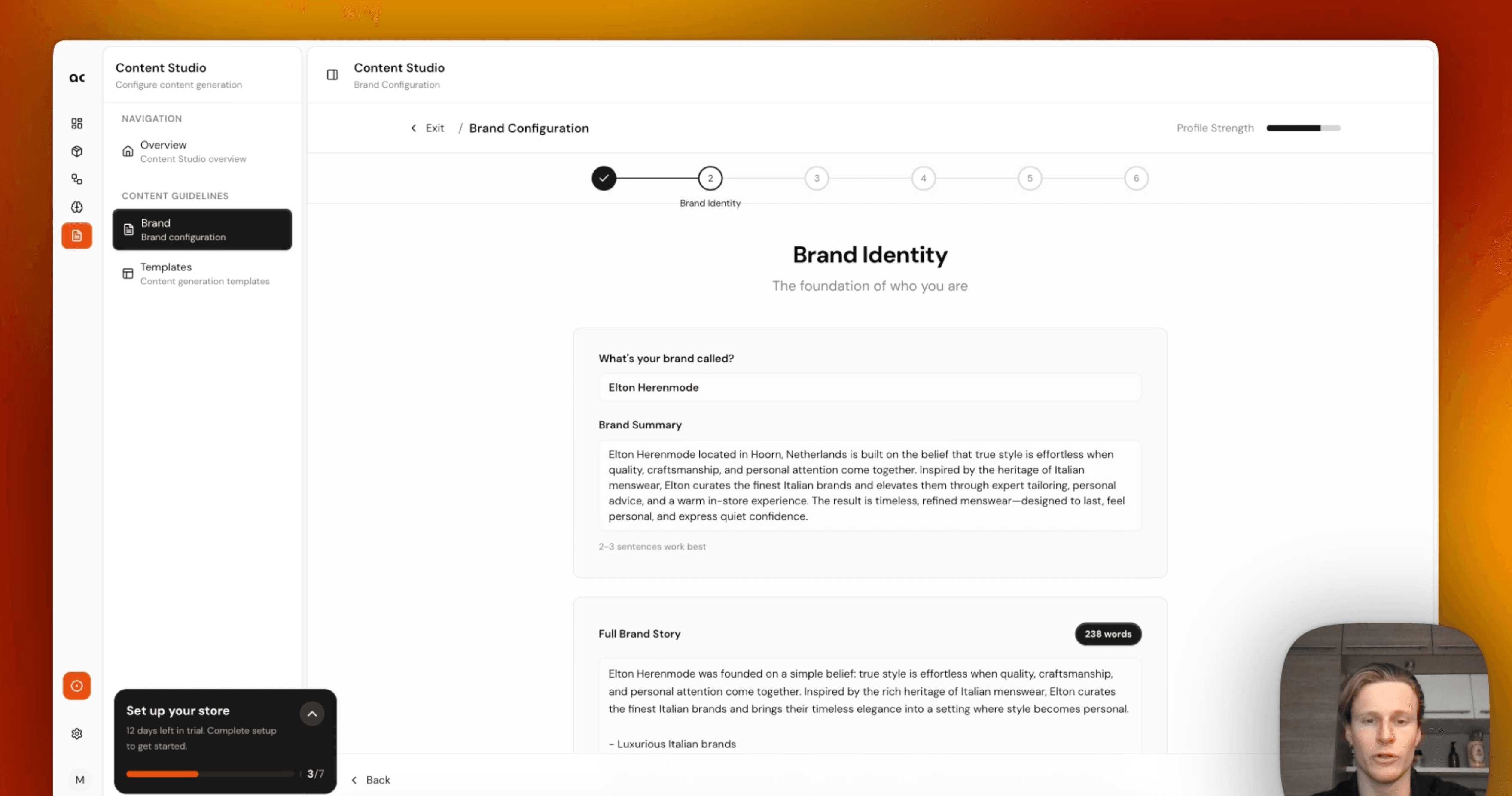 On-boarding: Setting up brand profile